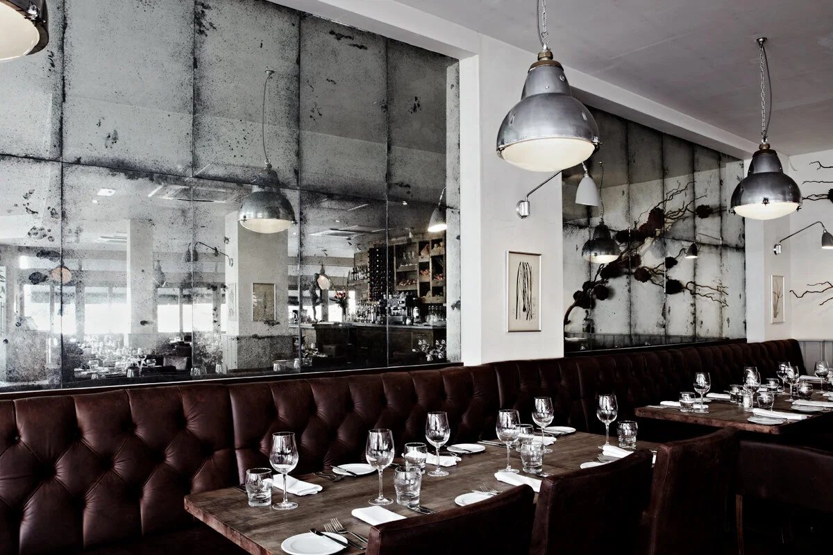 Antique mirror feature wall
