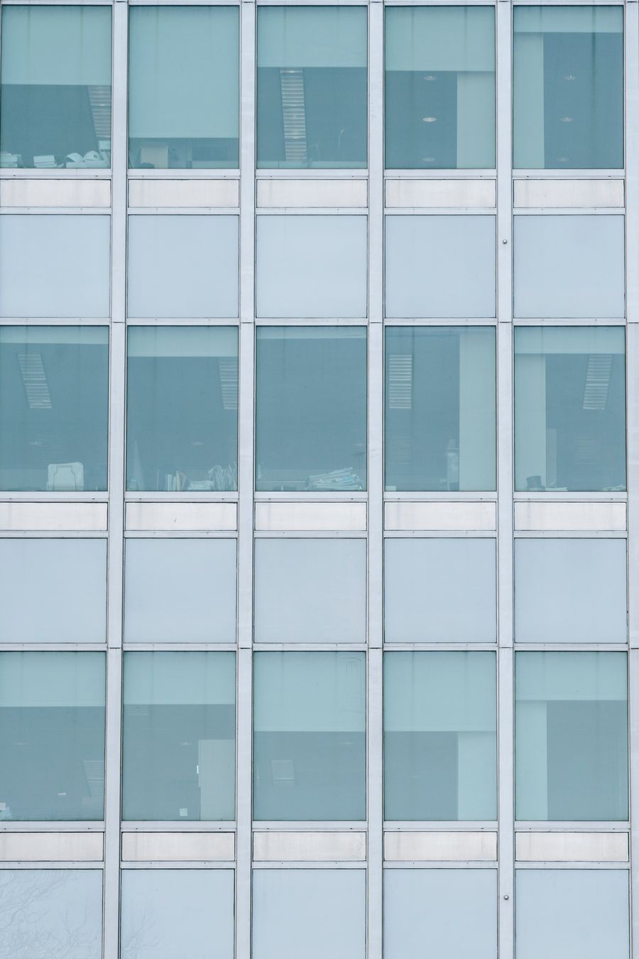 Glass curtain wall on a commercial building