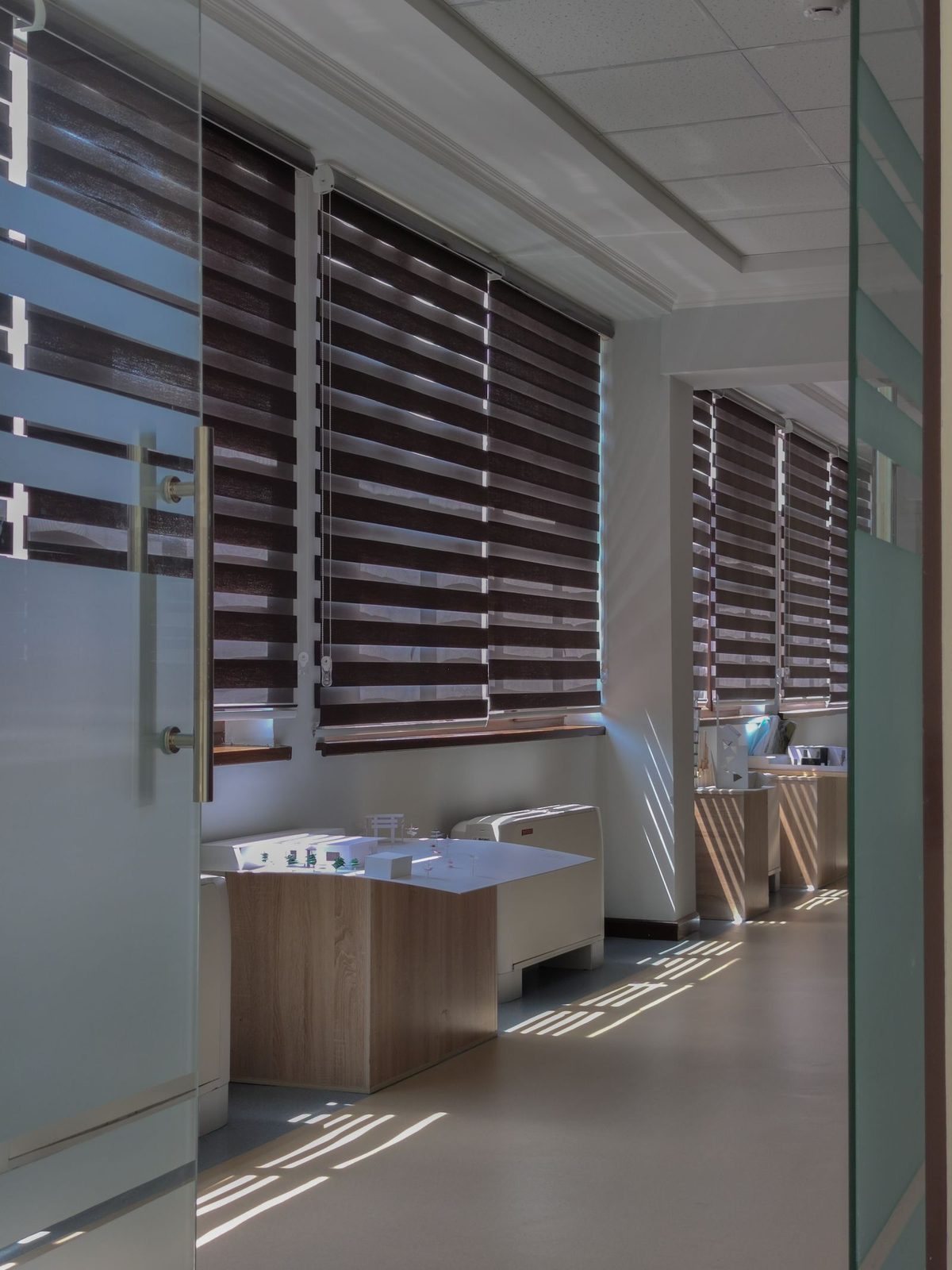Office glass with a frosted privacy band
